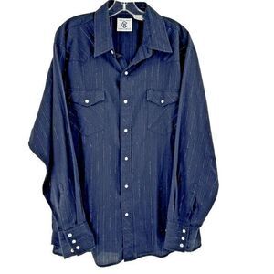 CORRAL WEST RANCH WEAR‎ MEN'S PEARL SNAP WESTERN SHIRT XL BLACK SILVER STRIPED